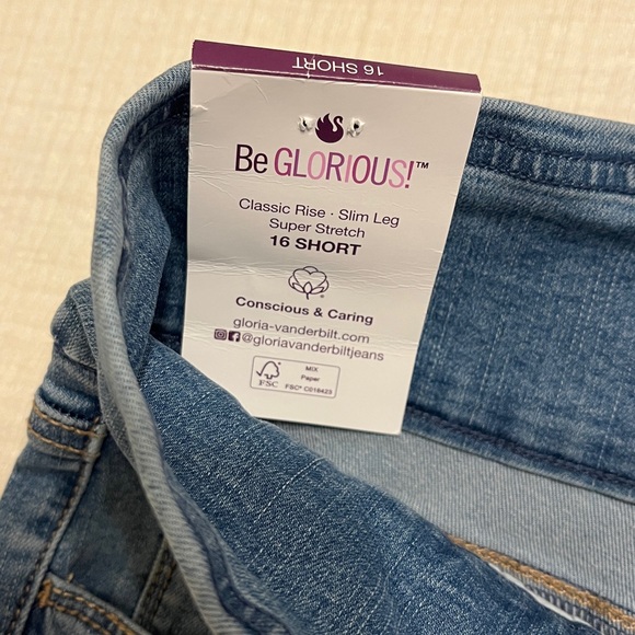New With Tags Gloria Vanderbilt Light Blue Jeans Size 16 Short - Picture 4 of 8